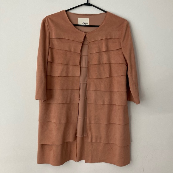 Faux suede ruffle cardigan - Picture 1 of 6